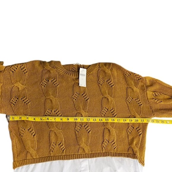 Anthropologie Pilcro Cable Knit Twofer Sweater, Layered, Cotton, Size Small, NWT - Picture 4 of 10